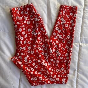 Spiritual Gansta Red Floral Leggings size small super cute and light weight